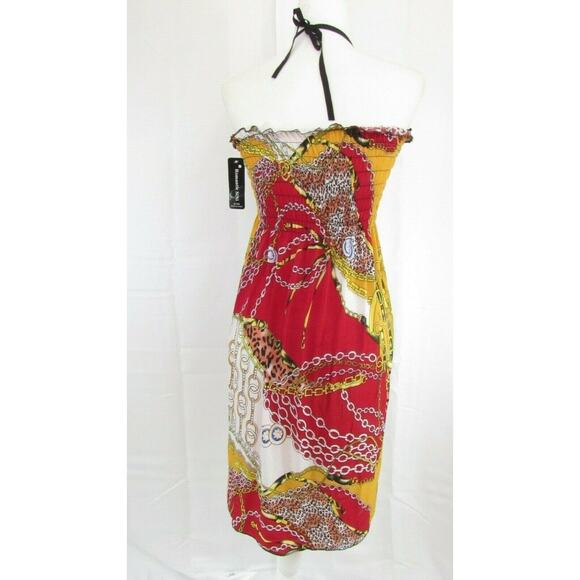 Romantic Sini Halter Multi-Color Wrinkle Free Summer Sun Dress Sundress Med 218 - Picture 2 of 2